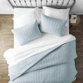 2 Piece Microfiber Farmhouse Coverlet Bedspread Set Light Blue, Twin/Twin XL