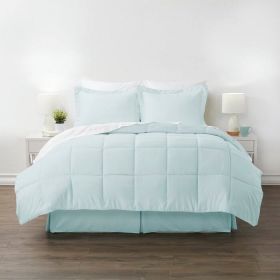 Full Size Microfiber 6-Piece Reversible Bed-in-a-Bag Comforter Set in Aqua Blue