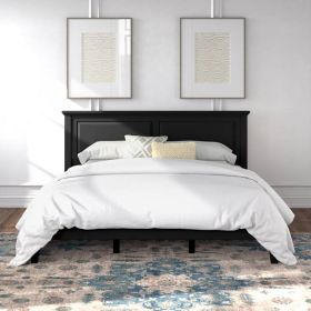 King Traditional Solid Oak Wooden Platform Bed Frame with Headboard in Black