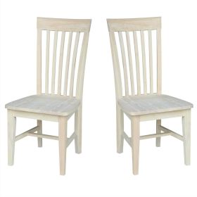 Set of 2 - Mission Style Unfinished Wood Dining Chair with High Back