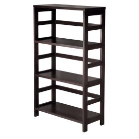 Wide 3-Shelf Modern Shelving Unit in Espresso Wood Finish