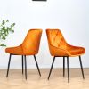 Modern Orange Velvet Dining Chairs , Fabric Accent Upholstered Chairs Side Chair with Black Legs for Home Furniture Living Room Bedroom Kitchen Dinnin