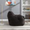 Soft Tufted Foam Bean Bag Chair With Teddy Fabric Dark Gray