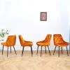 Modern Orange Velvet Dining Chairs , Fabric Accent Upholstered Chairs Side Chair with Black Legs for Home Furniture Living Room Bedroom Kitchen Dinnin