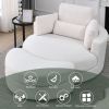 [Video] Welike Swivel Accent Barrel Modern Sofa Lounge Club Big Round Chair with Storage Ottoman Linen Fabric for Living Room Hotel with Pillows,Teddy