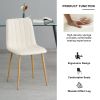 Modern beige cloth dining chair , Fabric Accent Upholstered Chairs Side Chair with wood-transfer Metal Legs for Home Furniture Living Room Bedroom Kit