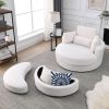 [Video] Welike Swivel Accent Barrel Modern Sofa Lounge Club Big Round Chair with Storage Ottoman Linen Fabric for Living Room Hotel with Pillows,Teddy