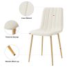 Modern beige cloth dining chair , Fabric Accent Upholstered Chairs Side Chair with wood-transfer Metal Legs for Home Furniture Living Room Bedroom Kit