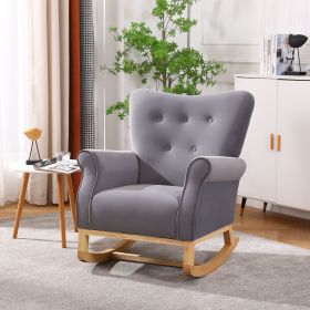 Modern Rocking Chair, Upholstered Accent Chair for Nursery, Playroom, Bedroom and Living Room, Small Contemporary Rocker, Kids Cushioned Arm Chair, Gr