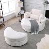 [Video] Welike Swivel Accent Barrel Modern Sofa Lounge Club Big Round Chair with Storage Ottoman Linen Fabric for Living Room Hotel with Pillows,Teddy