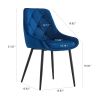 Modern Blue Velvet Dining Chairs , Fabric Accent Upholstered Chairs Side Chair with Black Legs for Home Furniture Living Room Bedroom Kitchen Dinning