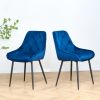 Modern Blue Velvet Dining Chairs , Fabric Accent Upholstered Chairs Side Chair with Black Legs for Home Furniture Living Room Bedroom Kitchen Dinning