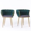 Living Room Chairs,Velvet Makeup Vanity Chair with Back Arm Modern Bedroom Accent Chair Elegant Comfy Single upholstered Chair with Gold Metal Legs (d