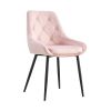 Modern Pink Velvet Dining Chairs , Fabric Accent Upholstered Chairs Side Chair with Black Legs for Home Furniture Living Room Bedroom Kitchen Dinning