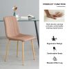 Modern brown cloth dining chair , Fabric Accent Upholstered Chairs Side Chair with wood-transfer Metal Legs for Home Furniture Living Room Bedroom Kit