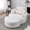 [Video] Welike Swivel Accent Barrel Modern Sofa Lounge Club Big Round Chair with Storage Ottoman Linen Fabric for Living Room Hotel with Pillows,Teddy