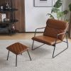 Faux Leather Accent Chair for Living Room Chairs,Accent Chair with Ottoman,Mid Century Modern Accent Chair Leisure Lounge Chair for Bedroom, Comfy Cha