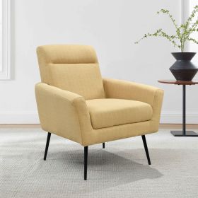 Mid Century Modern Upholstered Fabric Accent Chair, Living Room, Bedroom Leisure Single Sofa Chair (with Metal Legs), TV armrest seat, Suitable for Sm