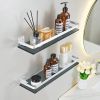 Bathroom Wall Shelves 15.7 in Glass Bathroom Shelf Silver Floating Shelves Tempered Glass Shelves for Shower Wall Mounted