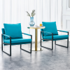 PU Leather Accent Arm Chair Mid Century Modern Upholstered Armchair with Metal Frame Extra-Thick Padded Backrest and Seat Cushion Sofa Chairs( Cyan PU