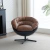 Smooth 360° Rotation, Round Accent One-Seater Sofa for Living Room , Swivel Accent Chair Armchair, Round Barrel Chairs PU Swivel Club Chair, Two Tone