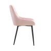 Modern Pink Velvet Dining Chairs , Fabric Accent Upholstered Chairs Side Chair with Black Legs for Home Furniture Living Room Bedroom Kitchen Dinning