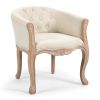 Accent Chair for Living Room Bedroom, French Country Chair with Carved Legs, Stylish Comfy Living Room Chair, Vintage Tufted Upholstered Chair for Hom