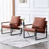 PU Leather Accent Arm Chair Modern Upholstered Armchair with Metal Frame Extra-Thick Padded Backrest and Seat Cushion Sofa Chairs for Living Room ( Br