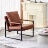 PU Leather Accent Arm Chair Modern Upholstered Armchair with Metal Frame Extra-Thick Padded Backrest and Seat Cushion Sofa Chairs for Living Room ( Br