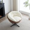 Modern Leisure Chair 360 Degree Swivel Cuddle Barrel Accent Sofa Chairs, Round Armchairs with Wide Upholstered, Fluffy Seat Cushion and Back, Two Tone