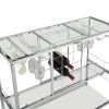 Contemporary Chrome Wine Rack Silver Modern Glass Metal Frame Wine Storage RT