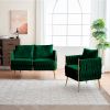 Stylish Handmade Woven Back Upholstered Sofa Set with 1 Accent Chair and 1 Loveseat Sofa, Modern Sofa Set for Living Room And Small Living Spaces , Gr