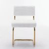 A&A Furniture,Modern Dining Chairs with Artificial Rabbit Hair,Gold Metal Base, Accent Armless Kitchen Chairs with Channel Tufting, Upholstered Fake F