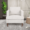 Accent Sofa Chair, Comfy Tufted Upholstered Armchair with Thick Cushion and Wood Legs, Mid-Century Modern Single Chair for Reading Room Living Room Of