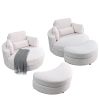 [Video] Welike Swivel Accent Barrel Modern Sofa Lounge Club Big Round Chair with Storage Ottoman TEDDY Fabric for Living Room Hotel with Pillows. *2PC