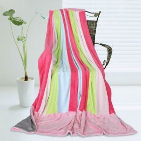 Onitiva - [Pink Colour] Soft Coral Fleece Patchwork Throw Blanket (59 by 78.7 inches)