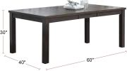 Simple 1pc Dining Table Pine Wood Rectangle Top Table w Leaf well-crafted chair legs Dining Room Furniture Dark Grey Finish