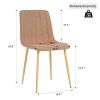 Modern brown cloth dining chair , Fabric Accent Upholstered Chairs Side Chair with wood-transfer Metal Legs for Home Furniture Living Room Bedroom Kit