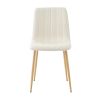 Modern beige cloth dining chair , Fabric Accent Upholstered Chairs Side Chair with wood-transfer Metal Legs for Home Furniture Living Room Bedroom Kit