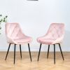 Modern Pink Velvet Dining Chairs , Fabric Accent Upholstered Chairs Side Chair with Black Legs for Home Furniture Living Room Bedroom Kitchen Dinning