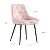 Modern Pink Velvet Dining Chairs , Fabric Accent Upholstered Chairs Side Chair with Black Legs for Home Furniture Living Room Bedroom Kitchen Dinning