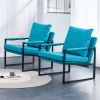 PU Leather Accent Arm Chair Mid Century Modern Upholstered Armchair with Metal Frame Extra-Thick Padded Backrest and Seat Cushion Sofa Chairs( Cyan PU