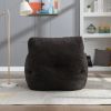 Soft Tufted Foam Bean Bag Chair With Teddy Fabric Dark Gray