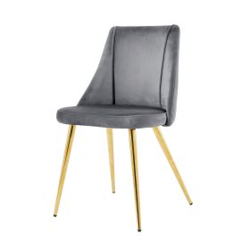 Modern Grey Velvet Dining Chairs , Fabric Accent Upholstered Chairs Side Chair with gold Legs for Home Furniture Living Room Bedroom Kitchen Dinning r