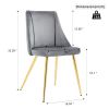 Modern Grey Velvet Dining Chairs , Fabric Accent Upholstered Chairs Side Chair with gold Legs for Home Furniture Living Room Bedroom Kitchen Dinning r