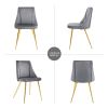 Modern Grey Velvet Dining Chairs , Fabric Accent Upholstered Chairs Side Chair with gold Legs for Home Furniture Living Room Bedroom Kitchen Dinning r