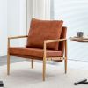 PU Leather Accent Arm Chair Mid Century Modern Upholstered Armchair with Imitation solid wood color Metal Frame Extra-Thick Padded Backrest and Seat C