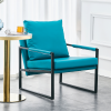 PU Leather Accent Arm Chair Mid Century Modern Upholstered Armchair with Metal Frame Extra-Thick Padded Backrest and Seat Cushion Sofa Chairs( Cyan PU