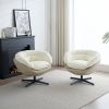 Swivel Sofa Barrel Chair for Bedroom, Mid Century Modern Accent Chair for Living Room, Comfy Reading Chair for Office/Library/Home , Two Tone ( Beige