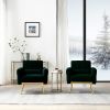 Modern Accent Chair Upholstered Reading Chair Sofa Chair with Metal Legs and Waist Pillow Side Chair for Living Room Bedroom Office (Green,Teddy Fabri